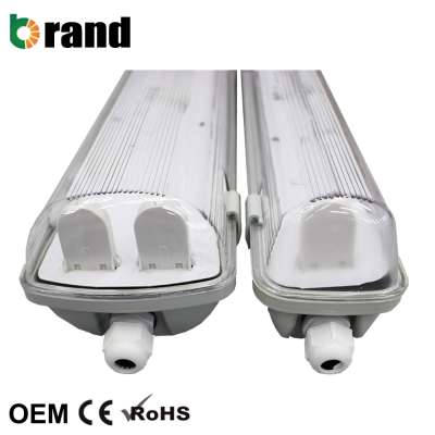 IP65 1200mm Tri-proof LED Light Fitting Double Tube Fixture 4ft LED Tri-proof Light 2*36W